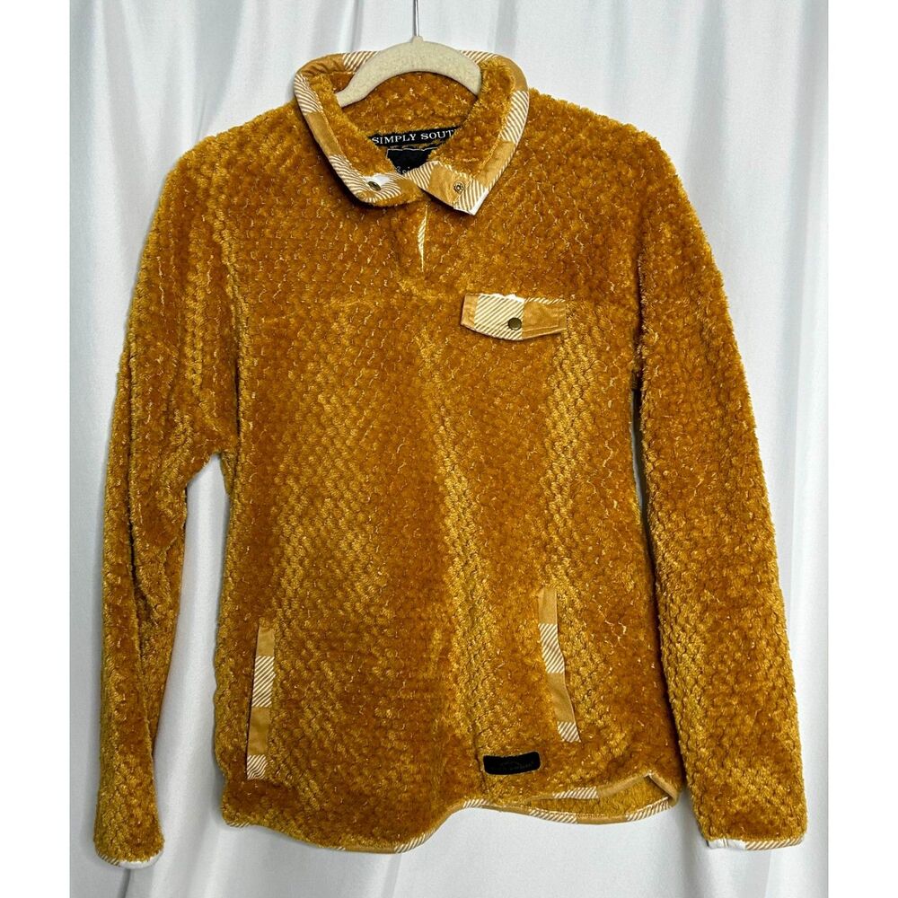 Simply Southern Yellow Cotton Pull Over Sweater Women's Medium